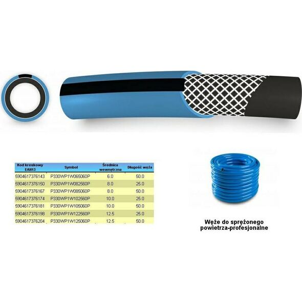 Polix WĄŻ DO SPRĘŻONEGO POWIETRZA FI = 6mm x 50m, NIEBIESKI, PROFESIONALNY P430WP1W065060 6708557 5904617376143