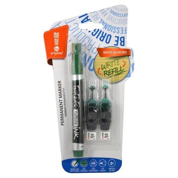MemoBe Marker permanentny + 2 ampułki zielony MemoBe 6761593 5903273503399