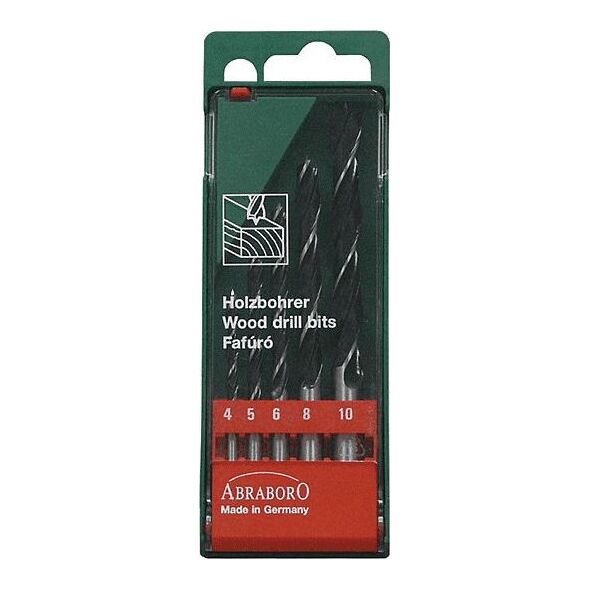 Wiertło Abraboro do drewna spiralne walcowe 4 5 6 10 8mm zestaw (AB18000540) 6870066 5999082014188