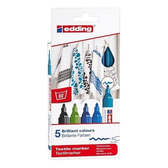 Edding Markery do tkanin 5 kolorów zimnych EDDING 6874116 4057305013132