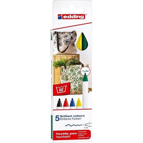 Edding Markery do tkanin 5 kol. podstawowych etui EDDING 6874118 4057305013194