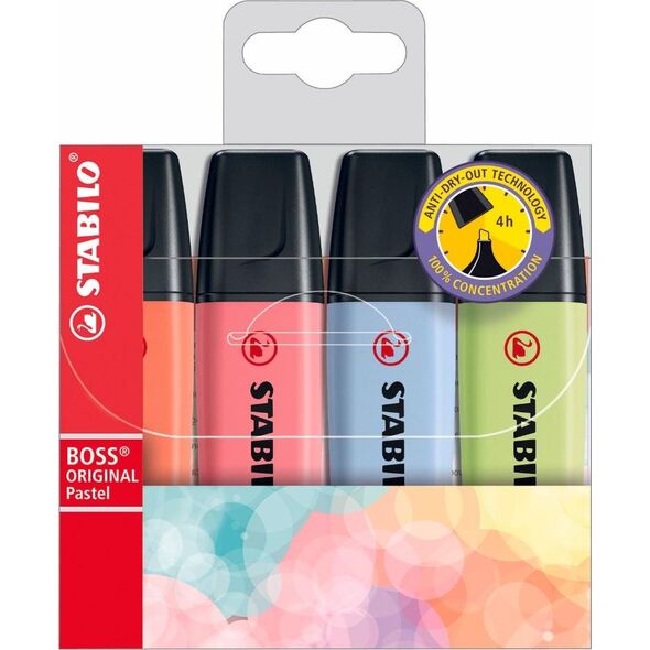 Stabilo Zakreślacz Boss Pastel etui 4 kolory STABILO 6874137 4006381558174