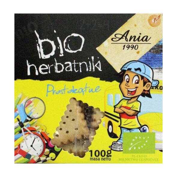 Bio Ania HERBATNIKI PROSTOKĄTNE BIO 100 g - BIO ANIA 7439880 5903453005422