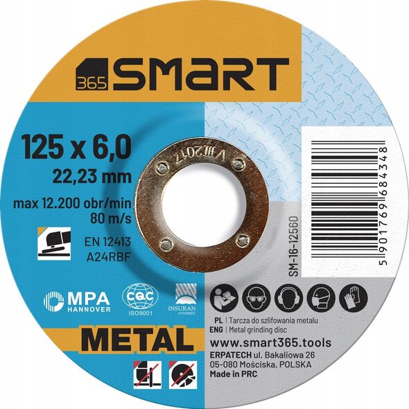 Smart tarcza do szlifowania metalu 125x6,0mm smart 7468672 5901769684348
