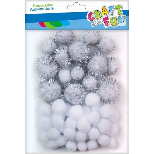 Craft with Fun CF OZDOBA DEK POMPON 50SZT/MIX BIEL BROK 12/144 7615730 5908275135302