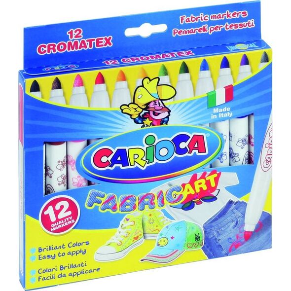 Carioca FLAMASTRY DO TKANIN 12 KOLORÓW CARIOCA 7677975 8003511409579