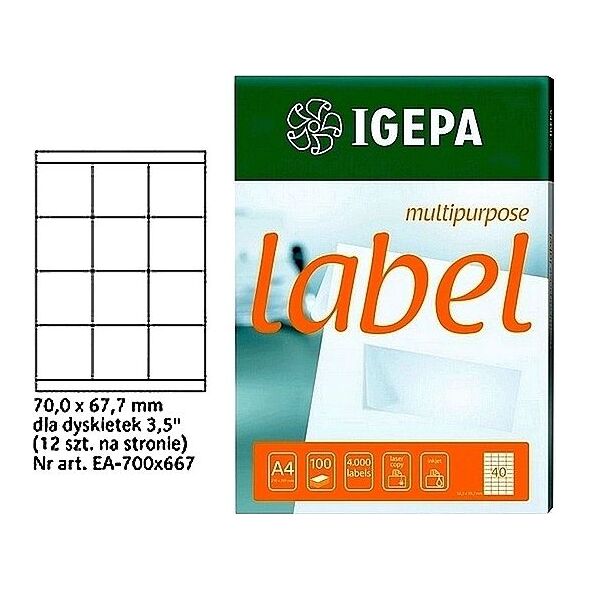 Mondi ETYKIETY A4 IGEPA 70.0 X 67.7 MM BIAŁE (100) 7699973 4026343005058