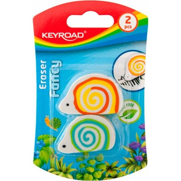 Keyroad Gumka Uniwersalna Keyroad Ślimak, 2Szt., Blister, Mix Kolorów 7701480 6954884505035