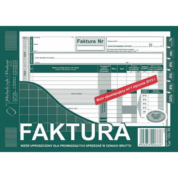 Michalczyk & Prokop FAKTURA BRUTTO A5 (UPROSZCZONA) (O+1K) MICHALCZYK I PROKOP 7703054 5906858000887