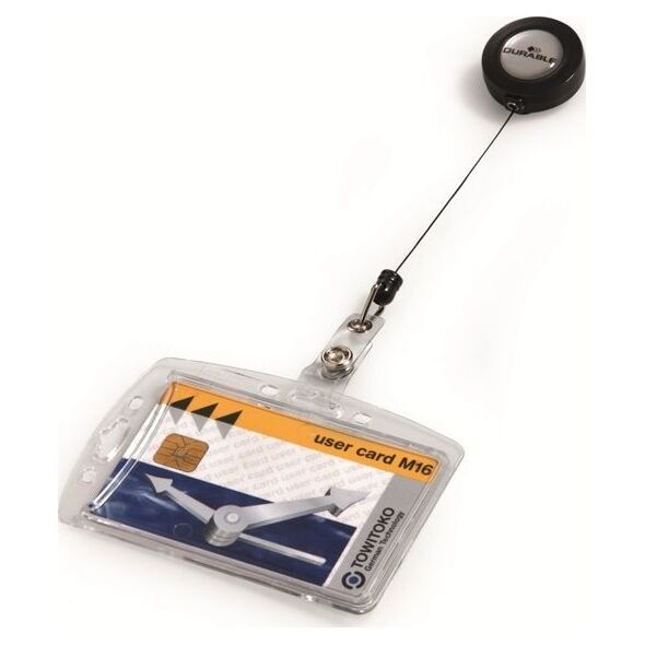 Durable HOLDER DO KARTY DURABLE 54 X 85 MM Z MECHANIZMEM ŚCIĄGAJĄCYM - 1 SZT 7703896 2000009000245
