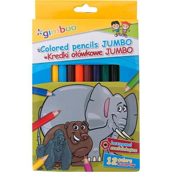 Gimboo Kredki ołówkowe GIMBOO Jumbo, sześciokątne, 12szt., mix kolorów 7922746 5901503692677