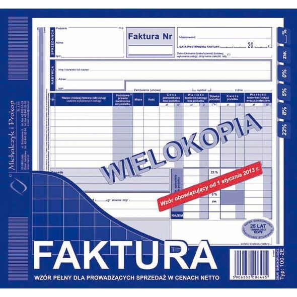 Herlitz FAKTURA NETTO 2/3 A4 (PEŁNA) (O+1K) MICHALCZYK I PROKOP 7944651 5906858000771