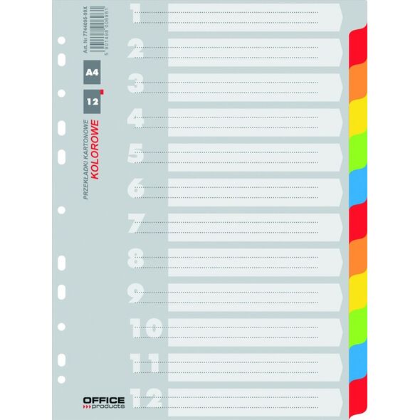 Herlitz PRZEKŁADKI KARTONOWE A4 INDEX 12 KOLORÓW 8201506 5901498006961