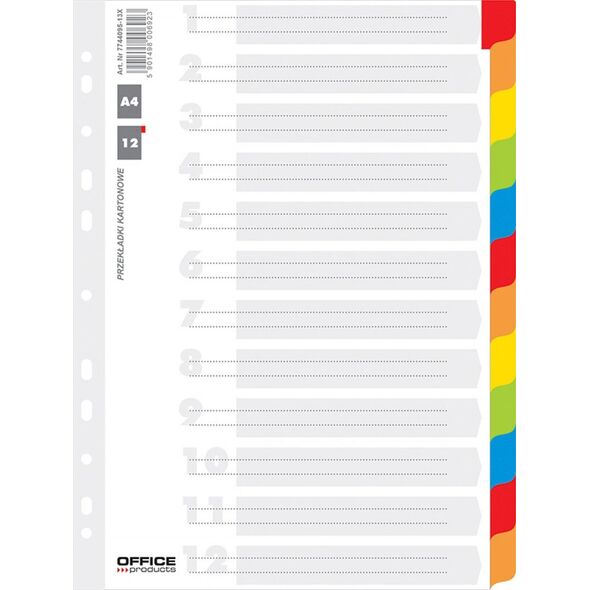 Herlitz PRZEKŁADKI KARTONOWE A4 INDEX LAMINOWANY 12 KOLORÓW 8201508 5901498006923
