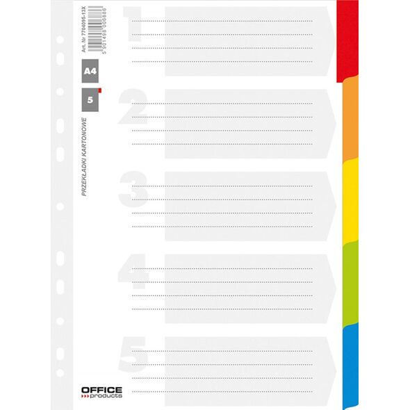 Herlitz PRZEKŁADKI KARTONOWE 1 - 5 A4 Z LAMINOWANYMI INDEKSAMI 8201509 5901498006886