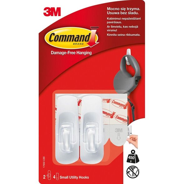 COMMAND Haki wielokrotnego użytku małe, 2 szt., białe 8241854 5902658084256