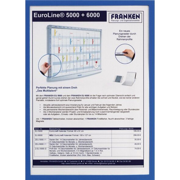 Franken Ramka magnetyczna FRANKEN, A4, niebieska 8322457 4016946185288