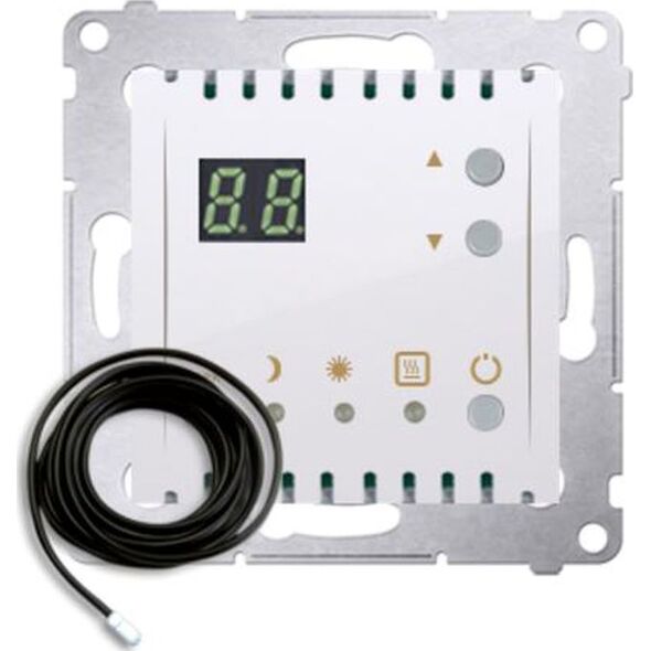 Kontakt-Simon Simon 54 Regulator temperatury z wyświetlaczem z czujnikiem zewnętrznym 16(2) A 230V biały DTRNSZ.01/11 8370058 5902787848309