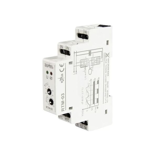 Ospel Regulator temperatury od -10 do 90 st. C jednomodułowy z nastawą histerezy 0,25-2 st. C RTM-03 EXT10000251 8370104 5903669341895