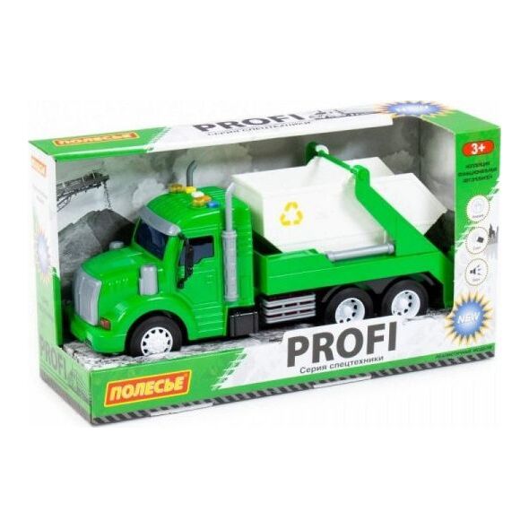 Polesie Polesie 86259 "Profi' samochód z napędem, zielony do przewozu kontenerów, światło, dźwięk w pudełku 8485865 4810344086259