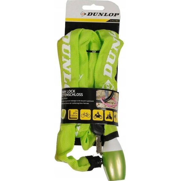 Dunlop Dunlop - Zapięcie rowerowe na zamek łańcuch 120cm (Zielony) 8489127 5907731988292