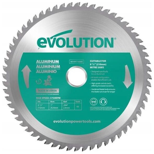 Evolution Piła widiowa TCT do cięcia aluminium 210mm 60z - do pił ukośnych 8507568 849713090874