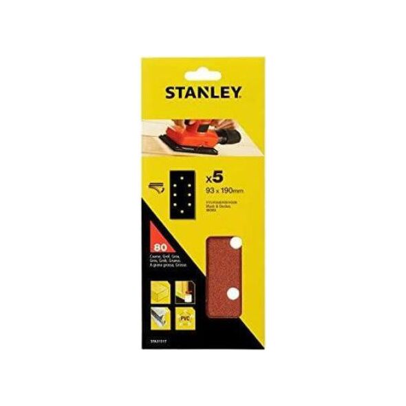 STA.PAPIER ŚCIERNY 93mm x 190mm P80 /5szt. 8 OTWORÓW NA RZEP 8549317 5035048373941