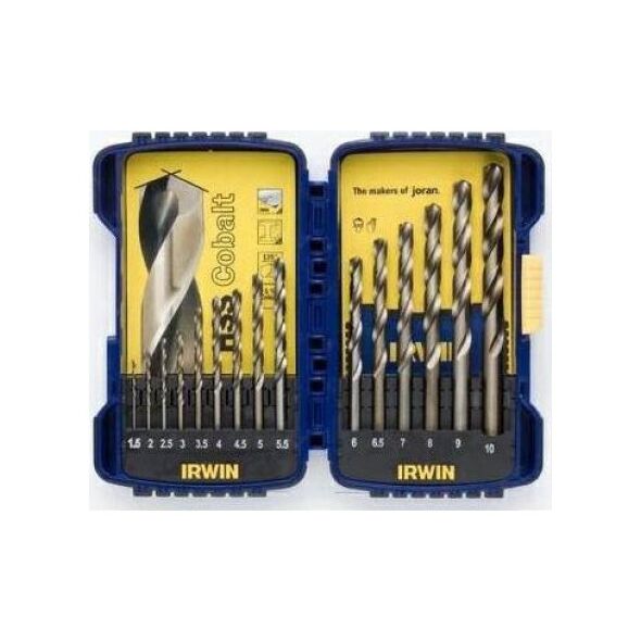 Wiertło Irwin IRWIN ZESTAW 15szt. COBALT 1.5mm, 2mm, 3.5mm, 4mm, 4.5mm 5mm, 5.5mm, 6mm, 6.5mm, 7mm, 8mm, 9mm, 10mm IRWIW3036501 8680729 5054905247836