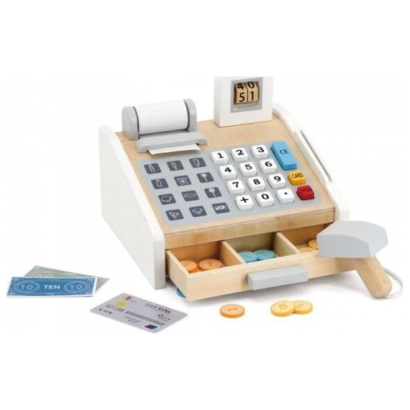 Viga Toys Drewniana Kasa sklepowa szaro-biała 8686554 6971608445279