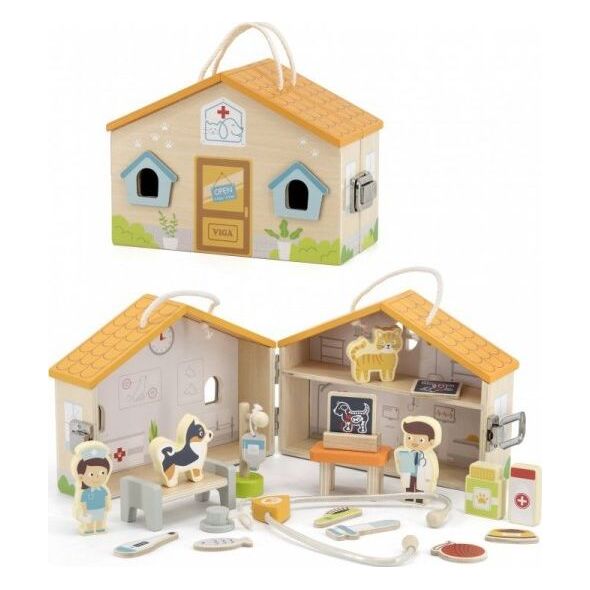 Viga Toys Drewniana Klinika dla zwierząt Szpital Weterynarz 8686558 6971608445583