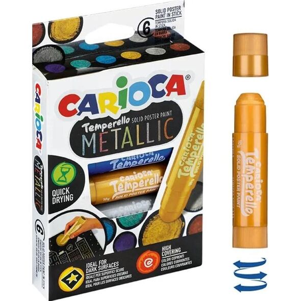 Carioca Farby w sztyfcie Temporello metalic 6 kolorów 8723593 8003511426743