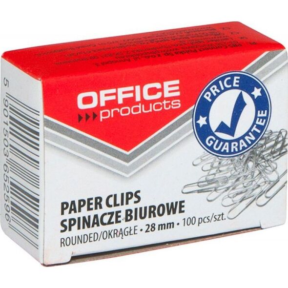 Office Products Spinacze okrągłe OFFICE PRODUCTS, 28mm, 100szt., srebrne 8860536 5901503652596