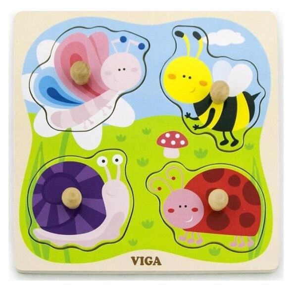 Viga Toys VIGA Drewniane Puzzle z Pinezkami Owady 8884007 6934510501310
