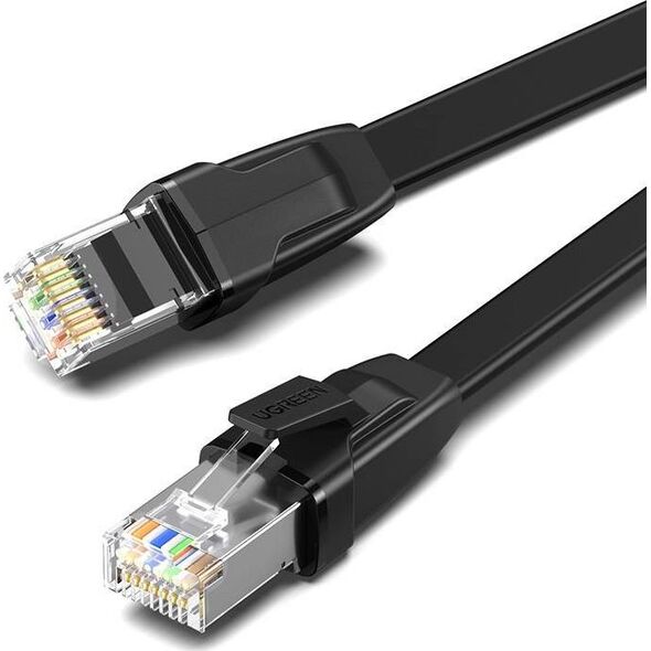 Ugreen UGREEN NW134 Płaski kabel sieciowy z metalowymi wtyczkami, Ethernet RJ45, Cat.8, U/FTP, 2m (czarny) 9011099 6957303876723