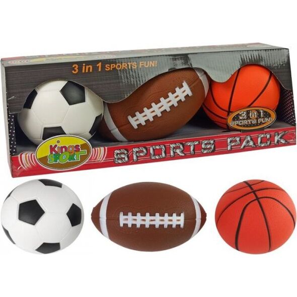 Lean Sport Zestaw Miękkich Piłek Sportowych 3w1 Piłka Nożna Koszykówka Baseball 9020442 5904204753357