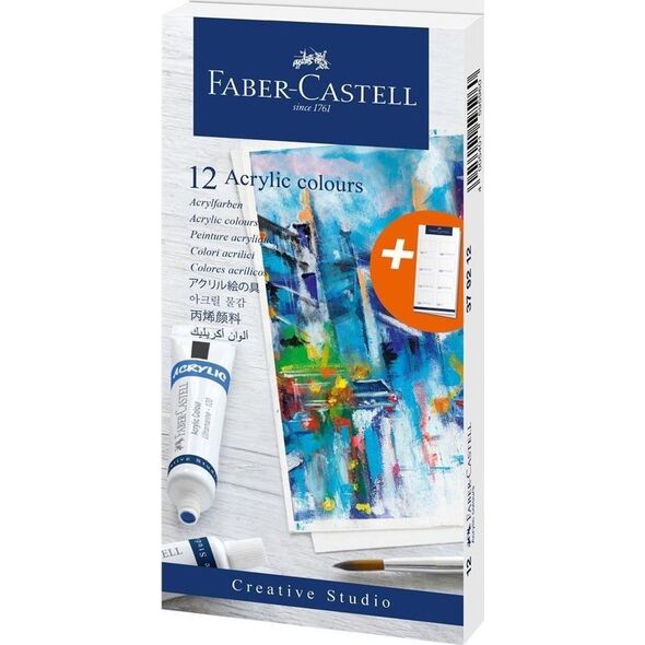 Faber-Castell Farby akrylowe w tubkach 12 kolorów FABER CASTELL 9074038 8901180792124