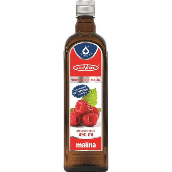 Oleofarm Sok z malin 100% 490 ml 9497840 5904960010022