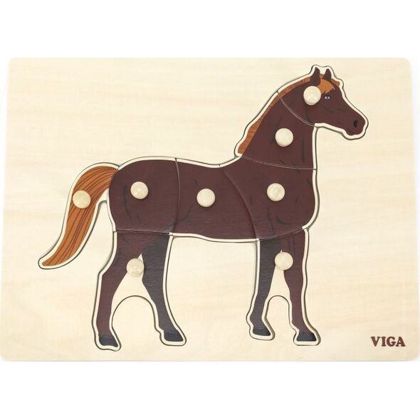 Viga Toys VIGA Drewniane Puzzle Montessori Koń z Pinezkami 9662185 6971608446078