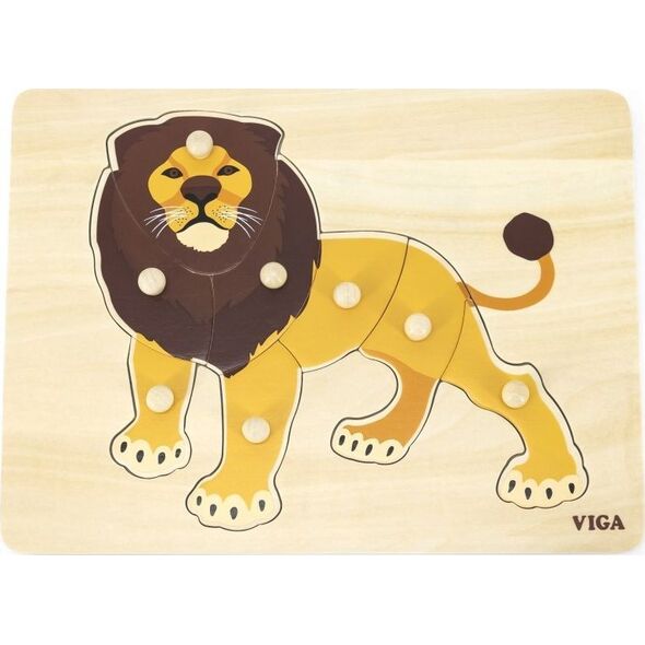 Viga Toys VIGA Drewniane Puzzle Montessori Lew z Pinezkami 9662194 6971608446023