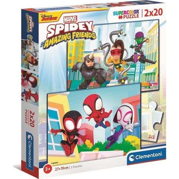 Clementoni Puzzle 2x20 Super Kolor Spidey and Friends 9884916 8005125247943