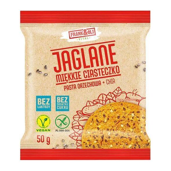 Frank&Oli Ciasteczko pasta orzechowa + Chia bez dodatku cukru 50 g 9914889 5900316552062