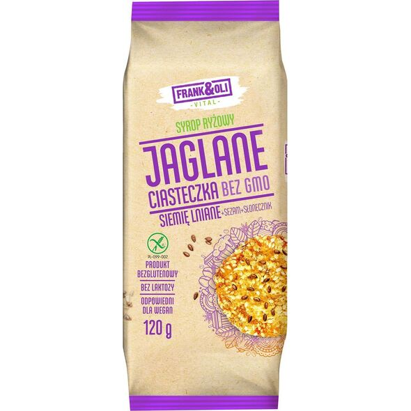 Frank&Oli Ciasteczka jaglane z siemieniem lnianym + sezam bez GMO 120g 9914891 5907678889799
