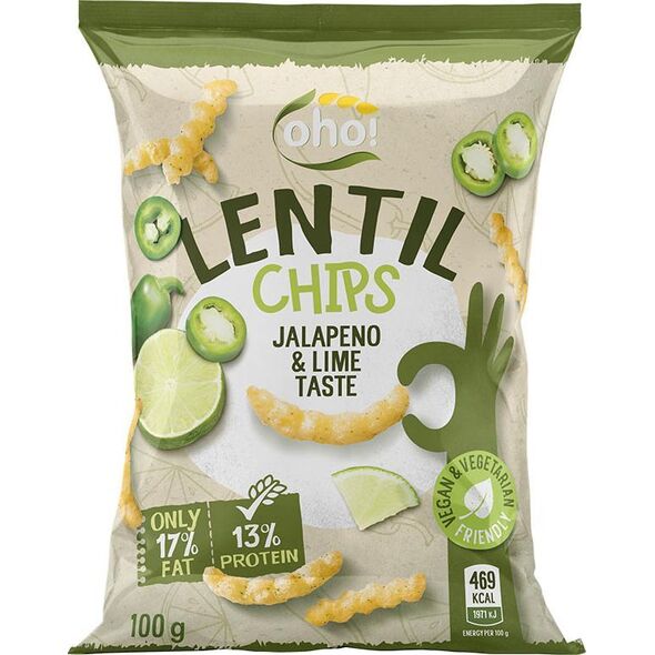 Naujasis Nevezis Chipsy z czerwonej soczewicy o smaku jalapeno i limonki 100g 9915161 4770149213901