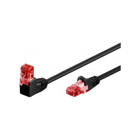 Goobay CAT 6Kabel łączący 1x 90 pod kątem,U/UTP, czarny - Długość kabla 10 m 10013440 4040849515194