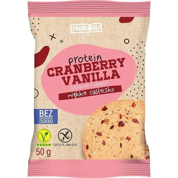 Frank&Oli Ciasteczko proteinowe Żurawina i wanilia 50 g 9929644 5900316552192
