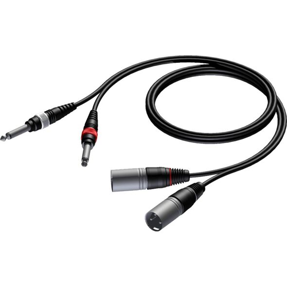 Kabel Procab Jack 6.3mm x2 - XLR x2 3m czarny (CAB708/3) 10191437 5414795001381