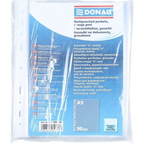 Donau Koszulki na dokumenty, PP, A5, groszkowe, 50mikr., 100szt. 10624870 5901503617373