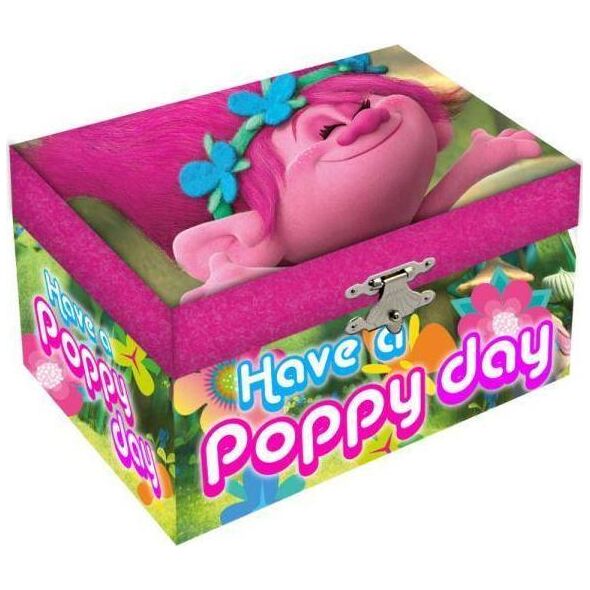 Kids Euroswan Pudełko szkatułka na biżuterię z lusterkiem, światełkami LED, 14,8x8,4x10,5cm Trolls TR17027 Kids Euroswan 10673638 8435333880739