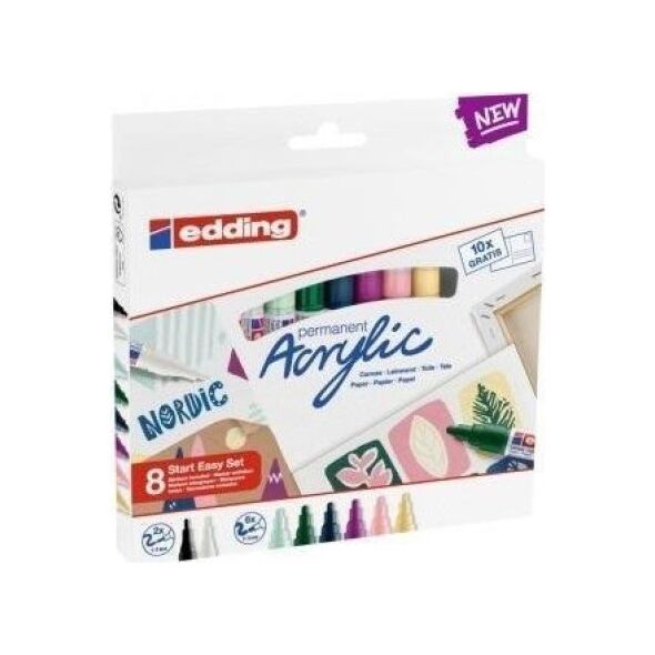 Edding Zestaw markerów akrylowych 8 kolorów MIX 11106934 4057305031020