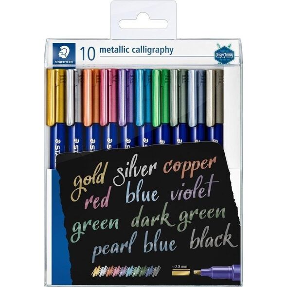 Staedtler Pisak metaliczny do kaligrafii 2.8mm 10 kolorów 11108078 4007817077948